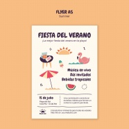 卡通插画元素夏日传单A5模板设计